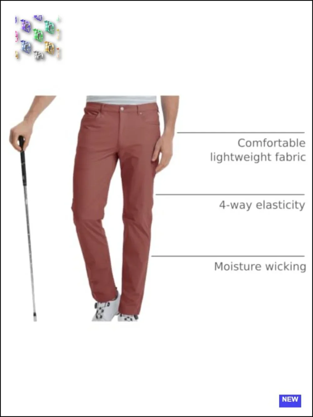 Men's Golf Pants Lightweight Moisture Wicking Stretch Flat Front Dress Pants
